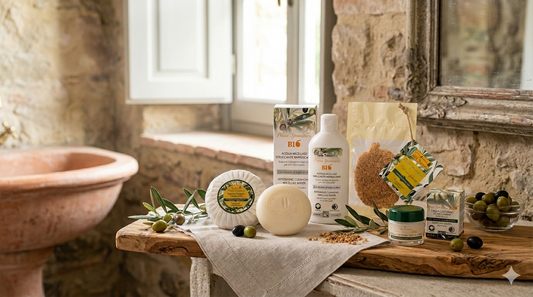 Sapone Marsiglia, Acqua Micellare, Crema Contorno Occhi, Spugna esfoliante
